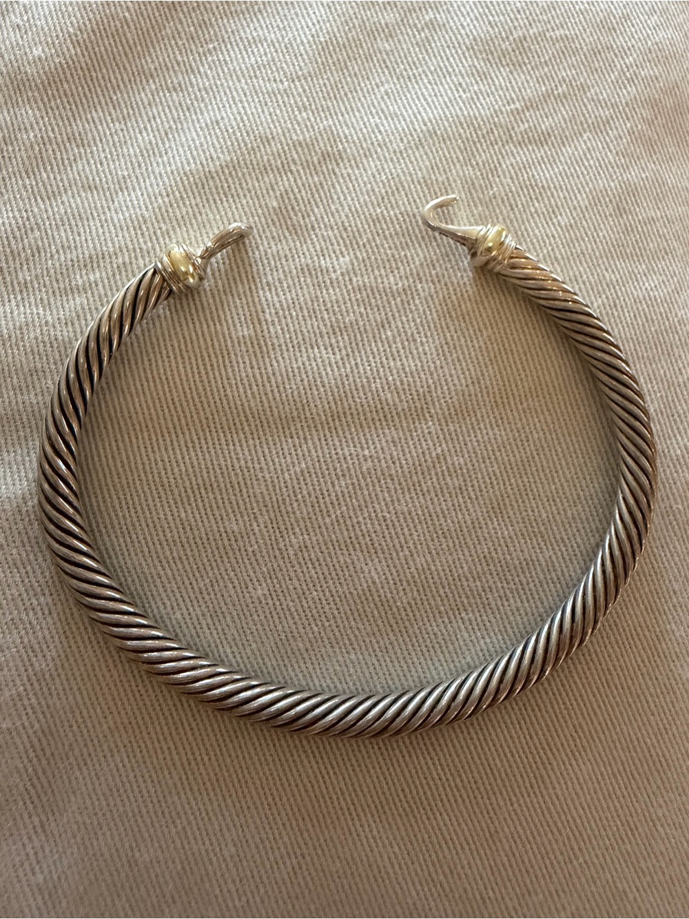 David Yurman Two-Tone Silver and Gold Cable Bracelet - Picture 2 of 7